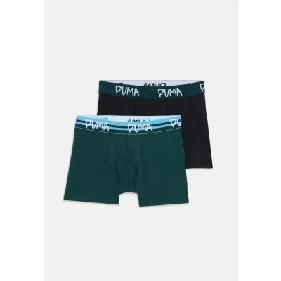 Image of Puma BOYS Script LOGO 2 PACK Pants for kids, Size: 13 14y, Green/black