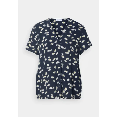 Image of Esprit V NECK Print Tshirt, Women&#039;s, Size: 4, Navy