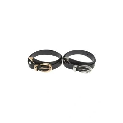 Image of Urban Classics Chunky Buckle LOOP 2PACK Belt, Women&#039;s, Size: L/XL, black gold silver