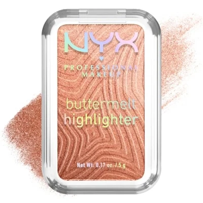 Image of NYX PROFESSIONAL MAKEUP Highlighter Powder Enriched with Mango Butter, Almond Butter &amp; Shea Melting Texture Vegan Formula Buttermelt Shade : Butta In Bronze