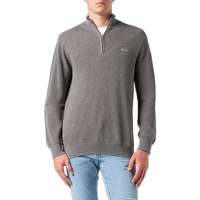 Image of GANT HALF ZIP Jumper, Men&#039;s, Size: 4XL, Dark grey melange
