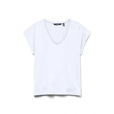 Image of VERO MODA Women&#039;s Vmluna SS V Neck Tee JRS Noos, bright white, XS