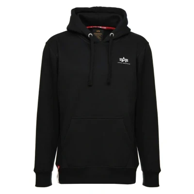 Image of Alpha Industries Small LOGO Hoodie, Men&#039;s, Size: Small, Black