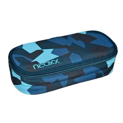 Image of neoxx Jump Pencil Case Recycled PET Bottles, Main Compartment with Zip, 10 Pen Loops, Viewing Window School Supplies for Children, Camo Nation