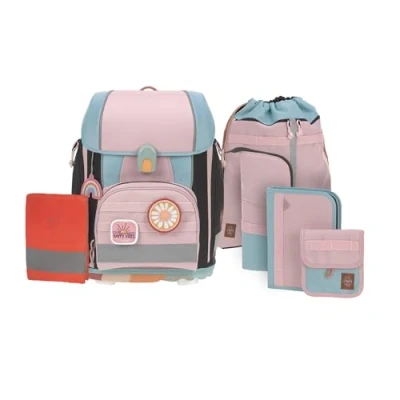 Image of LÄSSIG Boxy Unique 7 Piece School Bag Set Children&#039;s Set, Rose/Blue/Black, standard size, Casual