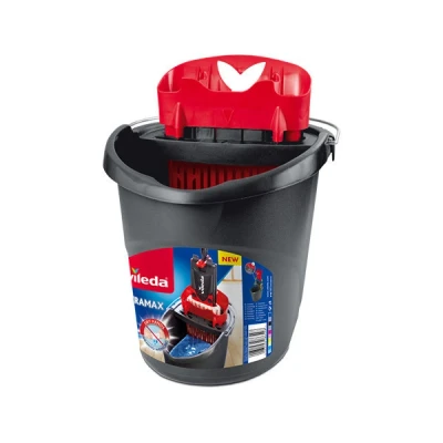 Image of Vileda 4023103201415 Ultramax Power Plastic Bucket and Press 157648, Black Red, 37 x 28 cm