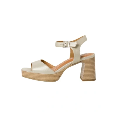 Image of Tamaris Damen Sandalen mit Absatz Leder Blockabsatz Sommer; PEARL/weiß; 41 EU