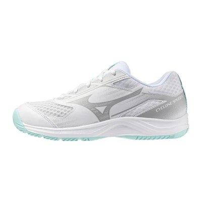 Image of Mizuno Cyclone Speed 5 Volleyball shoes, Women&#039;s, Size: 5, White/blue shoes
