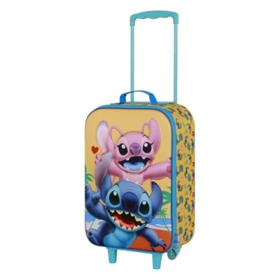 Image of Disney Soft 3D Trolley Suitcase Suitcase, One Size, Blue Lilo and Stitch,