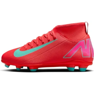 Image of Nike Performance JR 10 CLUB FG/MG Unisex Moulded stud football boots for kids, Size: 13.5K, Ember glow/aurora green Textile/synthetics