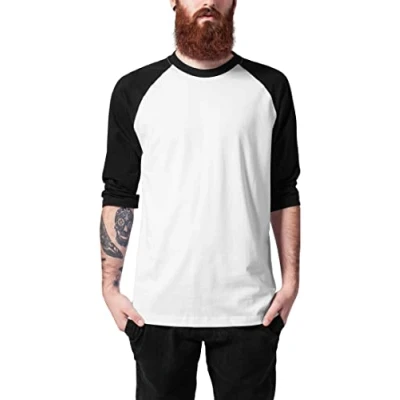 Image of Urban Classics Contrast 3/4 Sleeve Raglan Long sleeved top, Men&#039;s, Size: Large, White/black