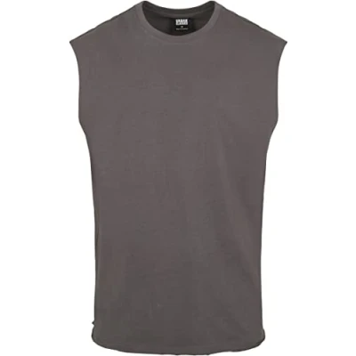 Image of Urban Classics OPEN EDGE Sleeveless Top, Men&#039;s, Size: Medium, Grey