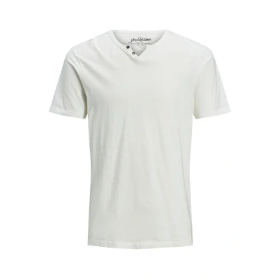 Image of Jack &amp; Jones Jjesplit NECK SS NOOS Basic Tshirt, Men&#039;s, Size: Medium, Cloud dancer