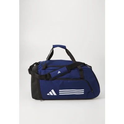 Image of adidas Unisex Essentials 3 Stripes Duffel Bag, Dark Blue/White, M