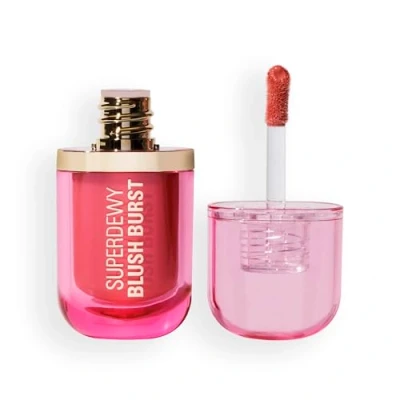 Image of Revolution Superdewy Liquid Blush Burst Aufbaubarer Flüssig für Wangen mit Serum Formel (Peptide &amp; Hyaluronsäure), Vegan Tierversuchsfrei Strawberry Milkshake Cool Pink 3ml