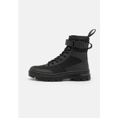 Image of Dr. Martens Combs TECH Unisex Laceup ankle boots, Size: 3, Black Leather and textile
