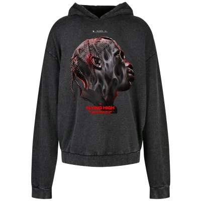 Image of Mister Tee Men&#039;s Flying High Oversize Hoodie Hooded Sweatshirt, Acid Black, XXL