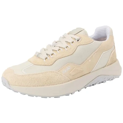 Image of HUGO KANE Trainers, Men&#039;s, Size: 7, Light beige Leather and textile