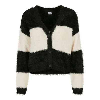 Image of Urban Classics Short Feather Cardigan, Women&#039;s, Size: Large, Black whitesand
