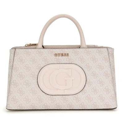 Image of Guess Mietta Society Satchel Handbag, Women&#039;s, Size: One Size, Dove logo/stone