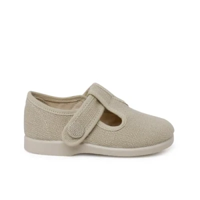 Image of Pisamonas Pepito Cierre Adherente BOTÓN Baby shoes for kids, Size: 4.5K/5K, Crudo Textile