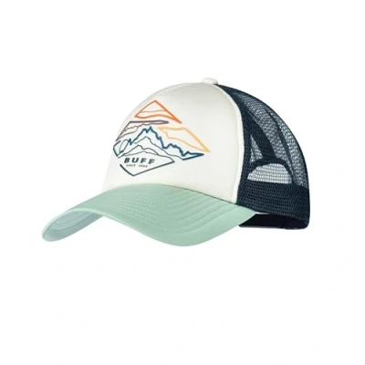 Image of Buff Trucker Luster Flint Unisex Cap, Size: One Size, Turquoise/white