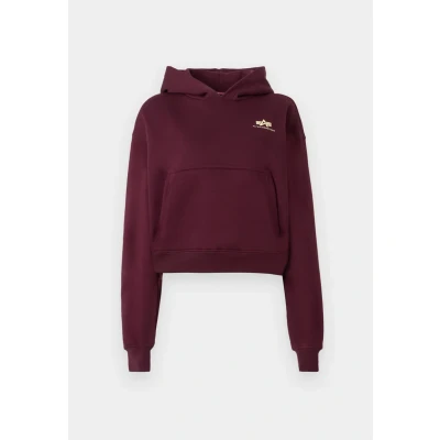 Image of Alpha Industries Basic Hoodie Sweatshirt, Women&#039;s, Size: Medium, Dark cherry
