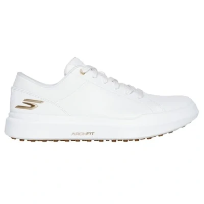Image of Skechers Performance GO Golf Drive 6 shoes, Women&#039;s, Size: 4.5, White/gold trim shoes