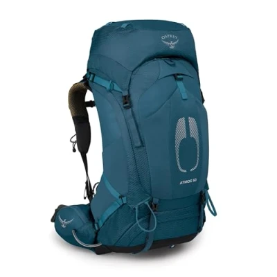 Image of Osprey Atmos AG 50 Men&#039;s Backpacking Backpack, Blue, One Size