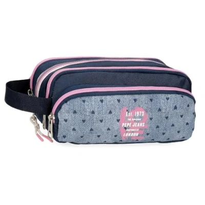 Image of Pepe Jeans Noni Denim Pencil Case with Organizer Multicolor 22x10x11cm Polyester by Joumma Bags Bags, Multicoloured, Organizer,