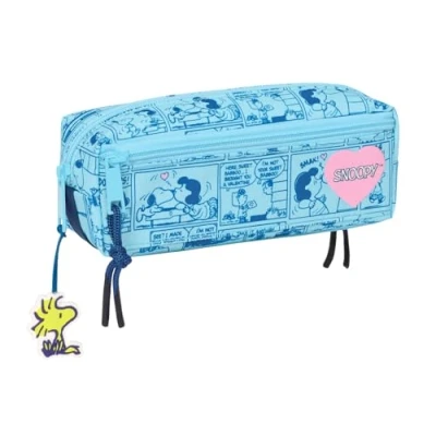 Image of SNOOPY LOVE Triple Small Pencil Case, Children&#039;s Ideal for School Age Children, Comfortable and Versatile, Quality Resistance, 22 x 6 8.5 cm, Light Blue, M, Casual,
