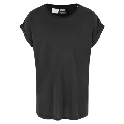 Image of Urban Classics Girl&#039;s Modal Extended Shoulder Tee T Shirt, Black, 110/116 cm, cm