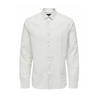 Image of Only &amp; Sons Onscaiden Stripe Shirt, Men&#039;s, Size: XS, Chinchilla