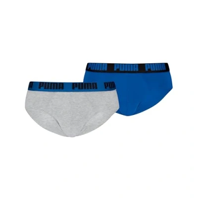 Image of Puma MEN Everyday Briefs 2 PACK Briefs, Men&#039;s, Size: Small, Blue/grey melange