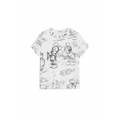 Image of Desigual Mickey Sketch Print Tshirt, Women&#039;s, Size: 10, White