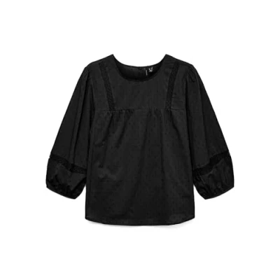 Image of Vero Moda Vmtrine 3/4 NOOS Blouse, Women&#039;s, Size: Large, Black