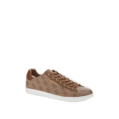 Image of Guess NOLA Trainers, Men&#039;s, Size: 10.5, Beige/brown leather and imitation