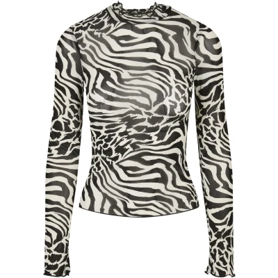 Image of Urban Classics Longsleeve Long sleeved top, Women&#039;s, Size: XXL, White/black
