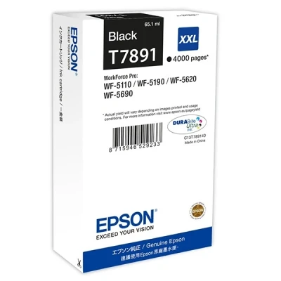 Image of Epson T7891 Black Genuine, XXL High Yield Ink Cartridge DuraBrite Ultra