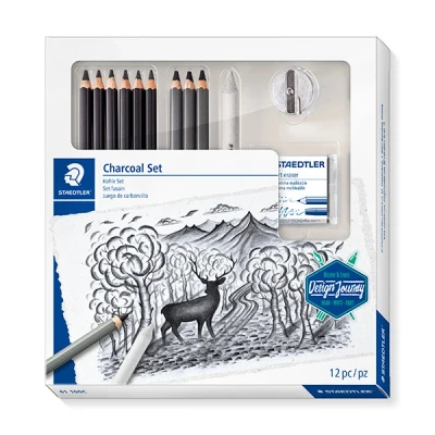 Image of STAEDTLER 61 100C Design Journey Charcoal Set Mixed Pencil for Drawing Beginners (Pack of 12 Pieces)