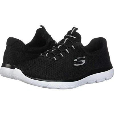 Image of Skechers WIDE FIT Summits Trainers, Women&#039;s, Size: 4.5, Black/white