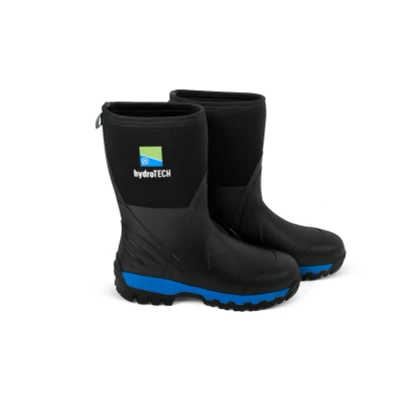 Image of Preston Innovations Hydrotech Wellie Boots, Waterproof, Padded Inner Lining, All Terrain Grip Sole, Neoprene Upper Ankle., Black, 8 UK