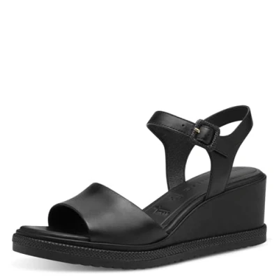 Image of Tamaris Wedge sandals, Women&#039;s, Size: 4, Black leather shoes
