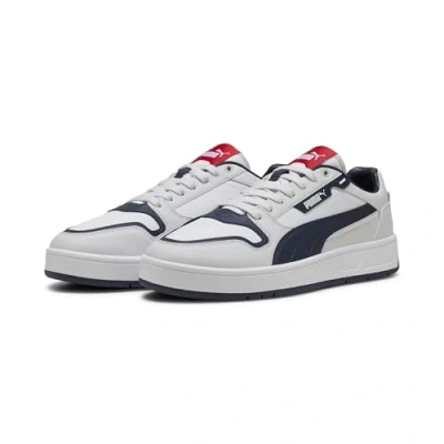 Image of Puma Unisex&#039;s Court Classic Street Sneaker, White Navy Feather Gray, 10.5 UK
