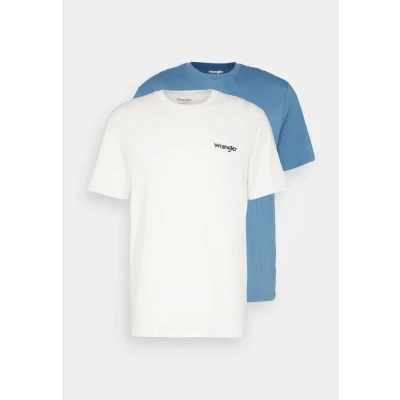 Image of Wrangler SIGN OFF TEE 2 PACK Basic Tshirt, Men&#039;s, Size: Small, Captains blue