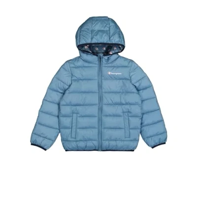 Image of Champion Script SHOP Hooded Contrast Small LOGO Unisex Winter jacket for kids, Size: 3 4y, Dark blue