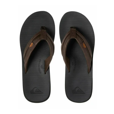 Image of Quiksilver Carver Squish Tbar sandals, Men&#039;s, Size: 10.5, Brown/black/brown Synthetics
