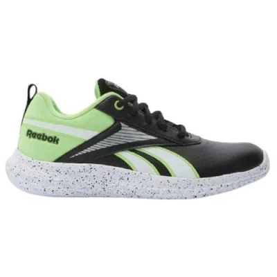 Image of Reebok RUSH Runner 5 Unisex Road running shoes for kids, Size: 10K, Black/solar lime/footwear white Imitation leather/ textile