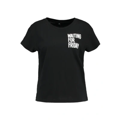 Image of Mister TEE Ladies Waiting FOR Friday BOX Print Tshirt, Women&#039;s, Size: XS, Black