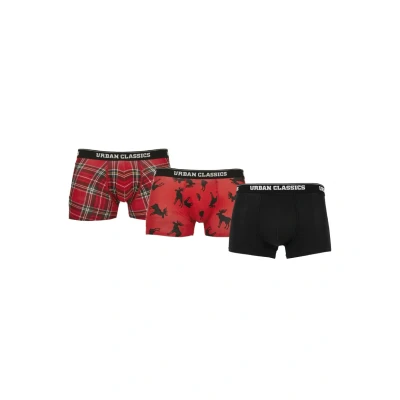 Image of Urban Classics Men&#039;s Boxer Shorts (Pack of 3), Red Plaid Aop+moose Aop+blk, L